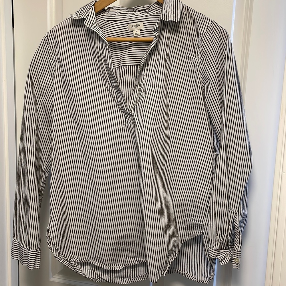 J. Crew Factory - Popover - Size Small - Black/white striped - excellent